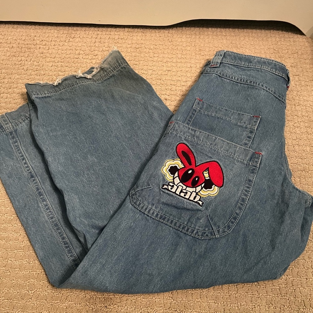 alab Blue Denim Jeans with Red Patch
